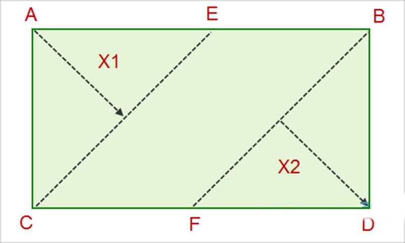 Фото: Схема для расчетов ламината на прямоугольную комнату